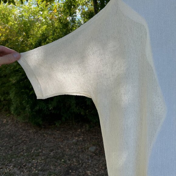 Eileen Fisher Fine Organic Linen Crepe Tunic Top Womens M Ivory Bateau $198 NEW - Picture 6 of 14